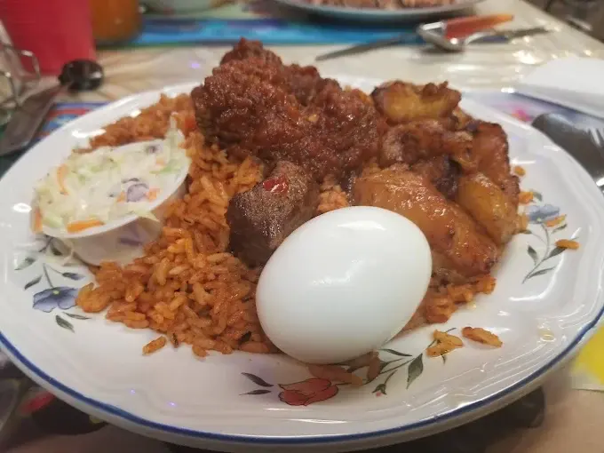 West African food including Egusi Soup and Pounded Yam at Atiga Restaurant Winnipeg