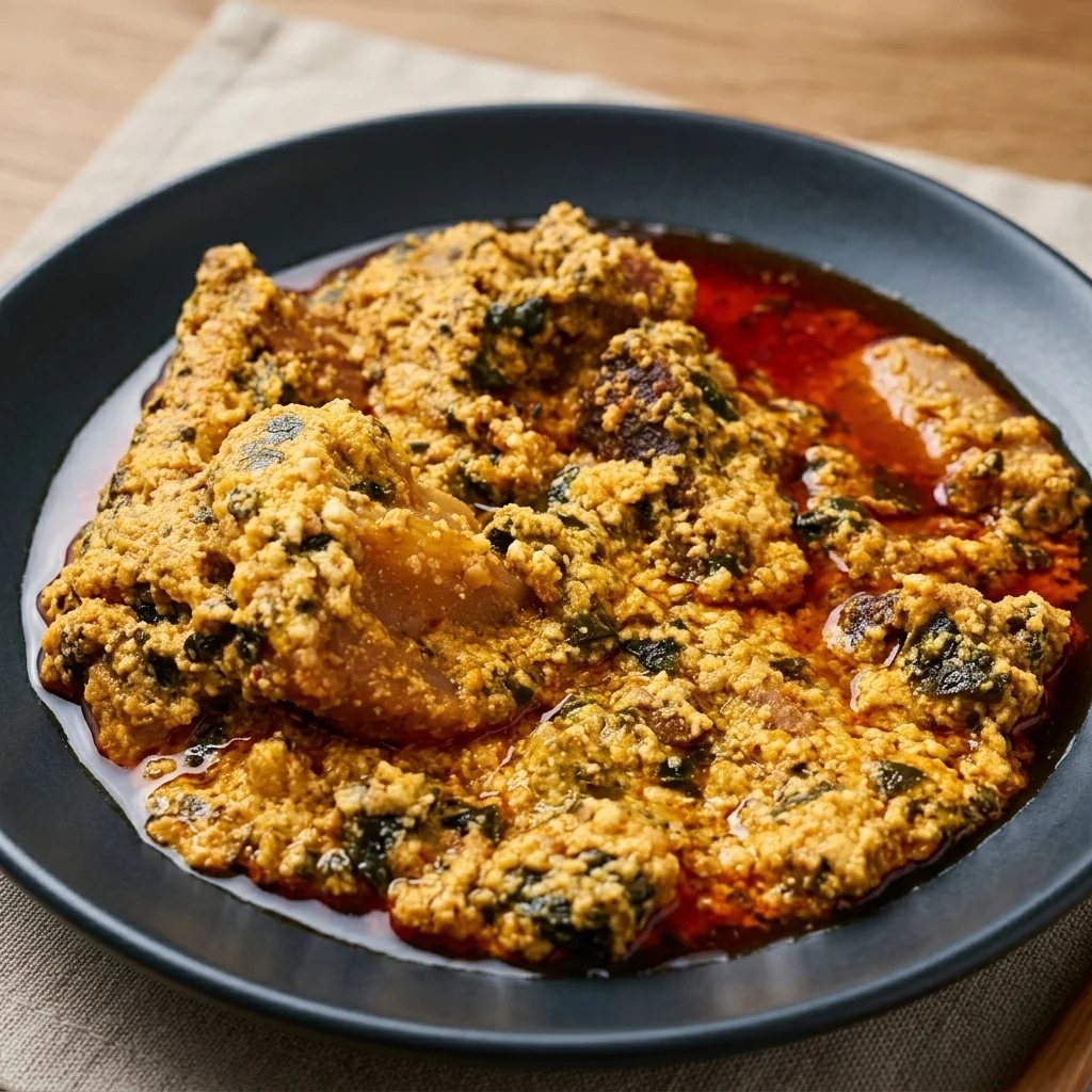 Atiga Restaurant signature West African dishes — Egusi soup and Jollof rice in Winnipeg