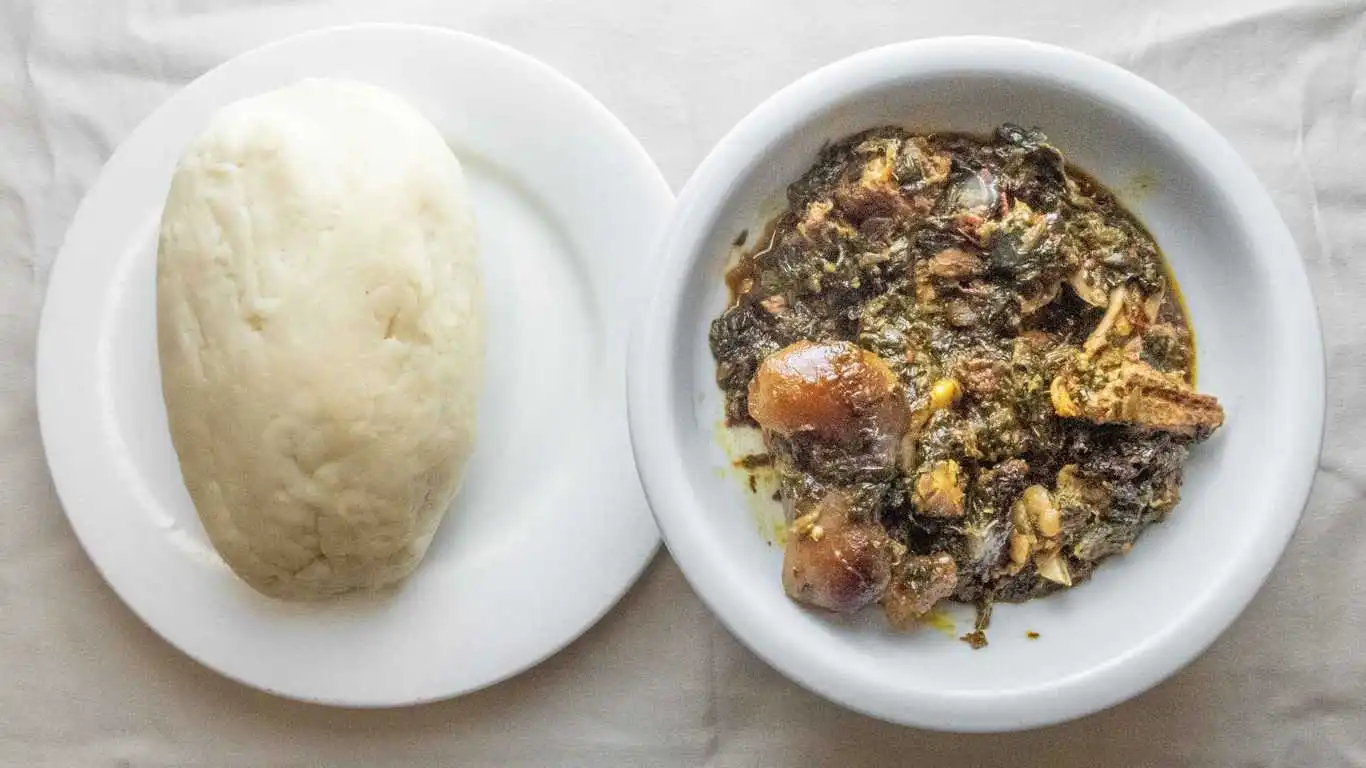 Okra Soup with Poundo Yam - Best in Winnipeg at Atiga Restaurant